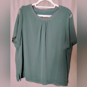 Women's DKNY Sheer‎ Blouse Top Size XL - Green - Excellent Condition